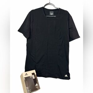 Adidas Mens Black Classic Active Flex Cotton Crew Tees 2 Pack
